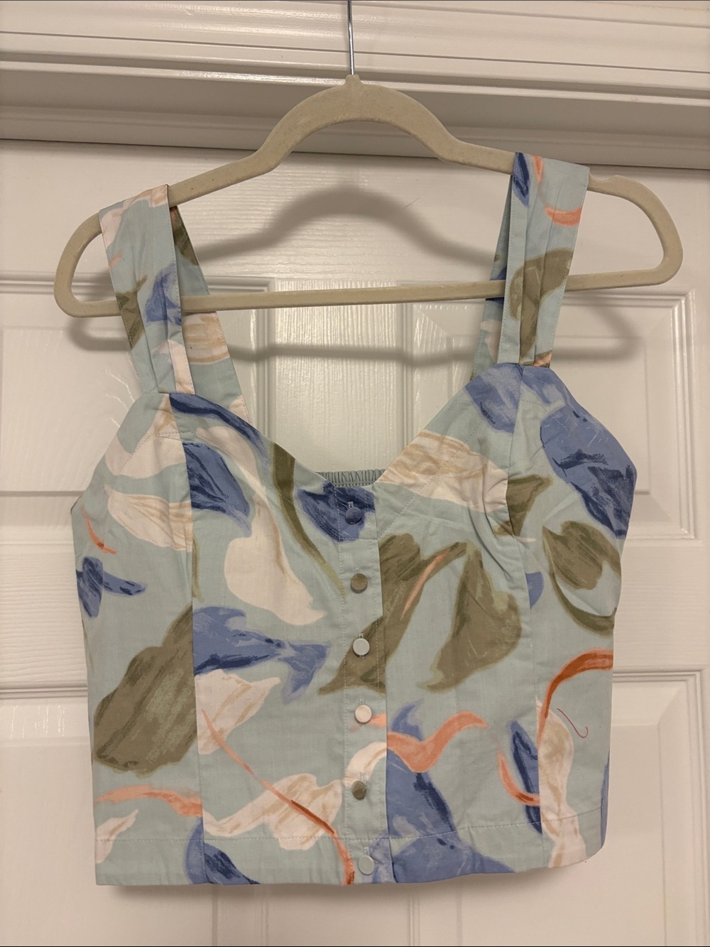 Abercrombie & Fitch Pastel Floral Button-Front Crop Tank